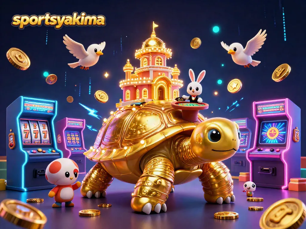Engage with sportsyakima through this vibrant illustration of a casino scene featuring playful characters and gaming elements.