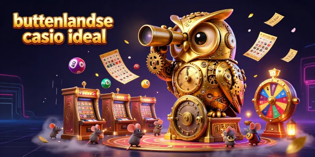 Experience vibrant gaming fun with a golden owl in a bustling environment at buitenlandse casino ideal.
