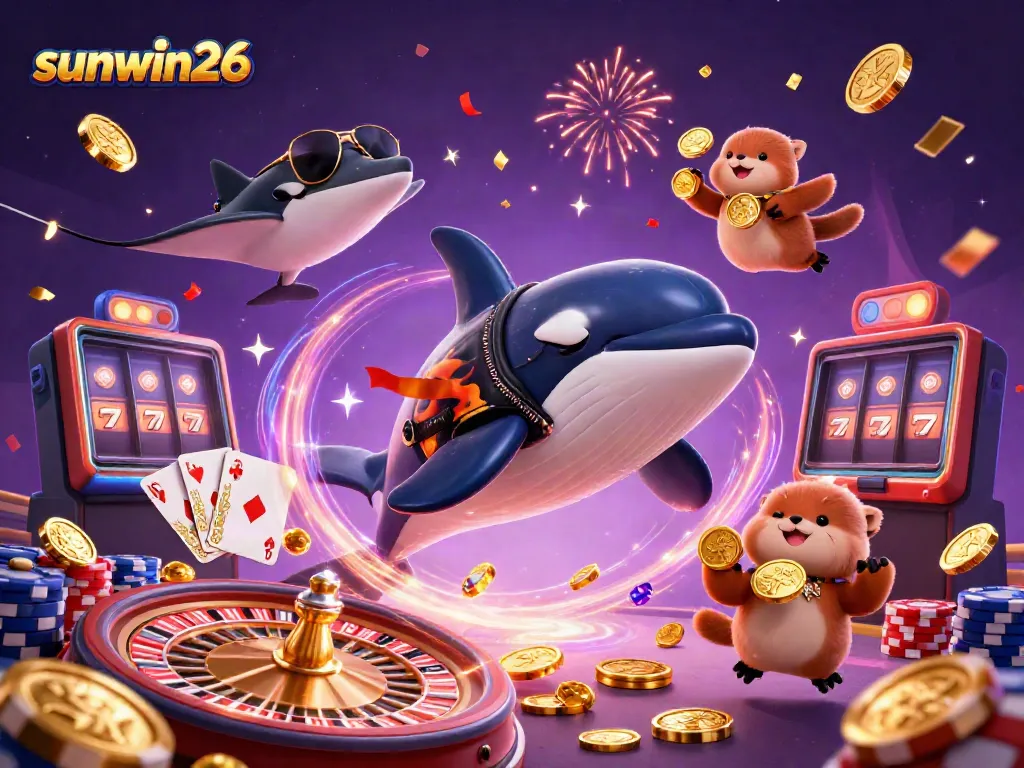 Experience thrilling gaming adventures with sunwin26 featuring animated sea creatures and dazzling casino elements.