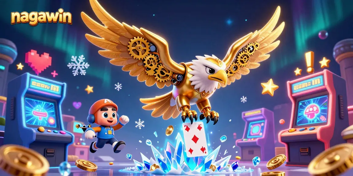 Experience thrill with nagawin as the cybernetic eagle dives through holographic cards.