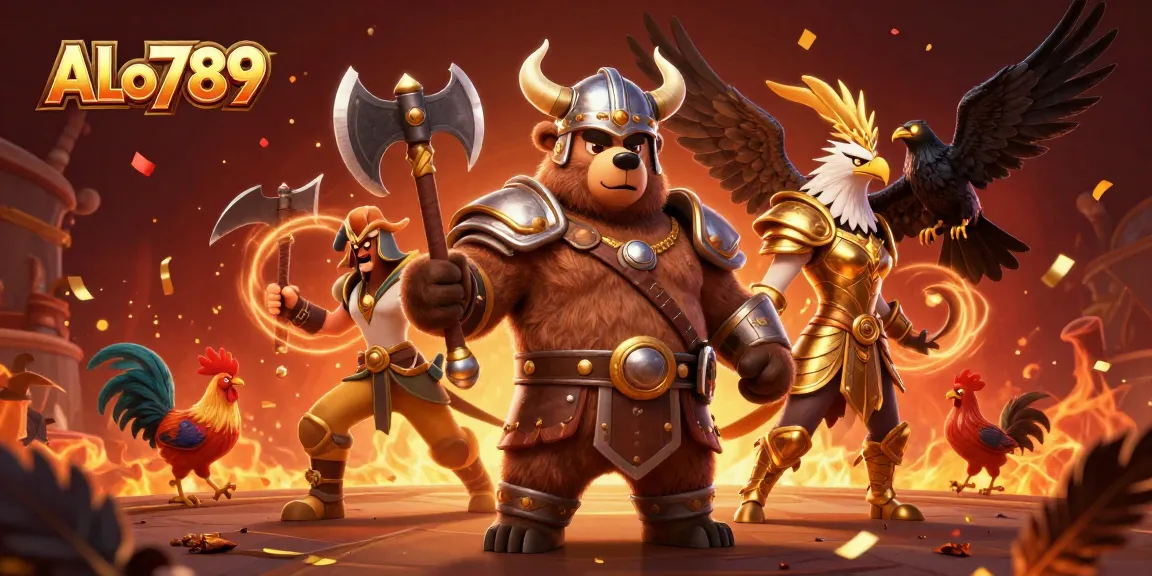 Engage in thrilling cockfighting action with ALo789 at the vibrant arena filled with energy.